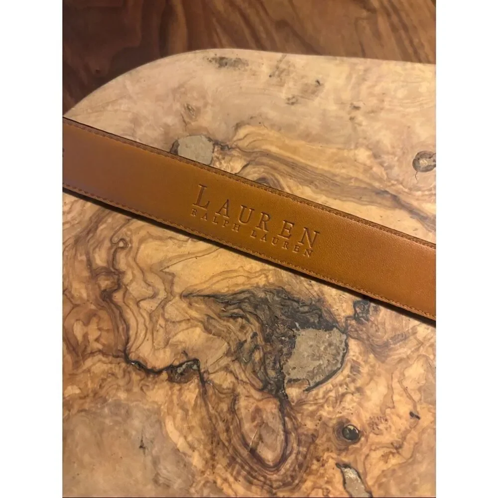 Lauren Ralph Lauren Dark Brown & Gold Leather Belt